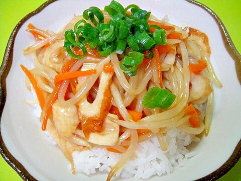 もやしと竹輪のあんかけ丼